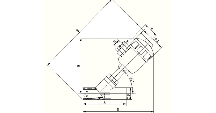 焊接型角座閥外形圖